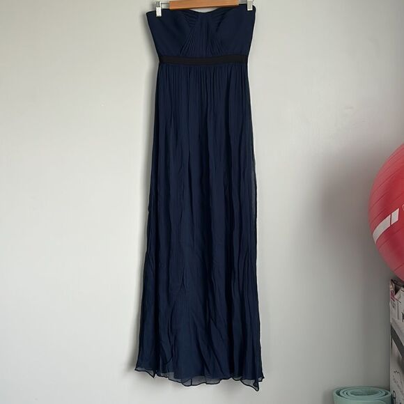 BCBGMaxAzria Amber Silk Strapless Maxi Dress in Navy - Picture 4 of 13